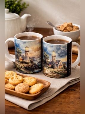Thomas Kinkade Lighthouse Cup Set: A Light of Peace & A Light in the Storm
